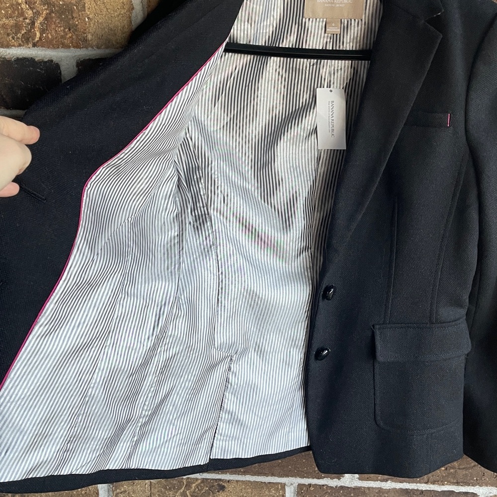 New BANANA REPUBLIC Classic Wool black blazer jacket career cocktail - Picture 9 of 15